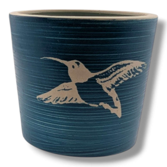 Blue Hummingbird Pottery Candle, Handcrafted by Luna - SunWest Treasures