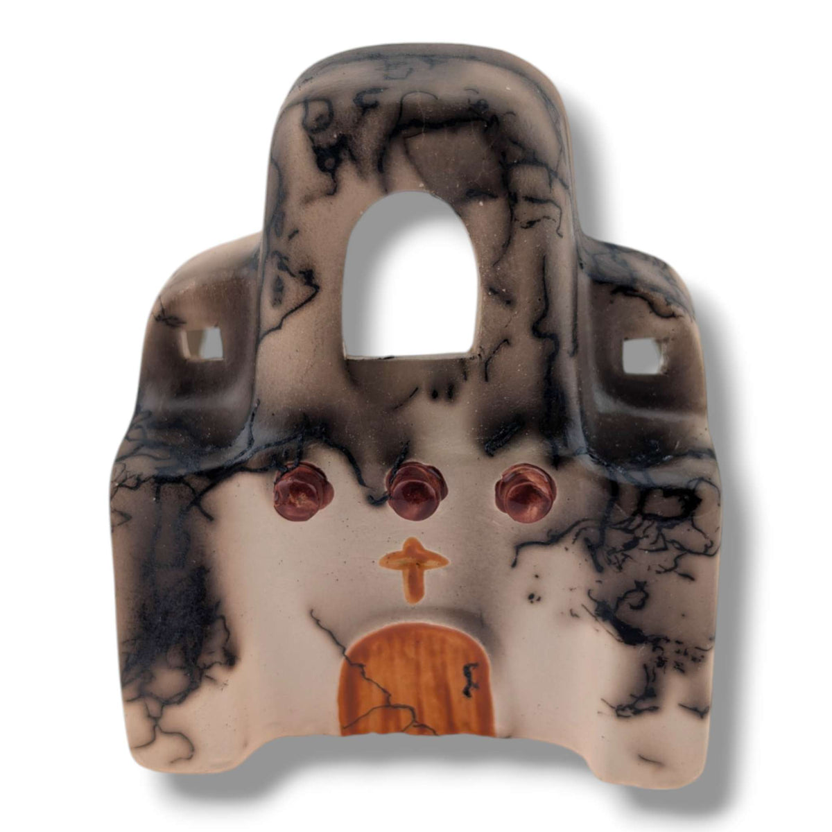 Horsehair Pueblo Church Pottery Candle, Handcrafted by Luna