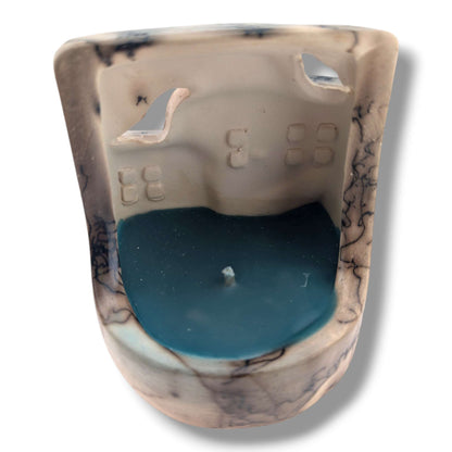 Horsehair Pueblo House Pottery Candle, Handcrafted by Luna