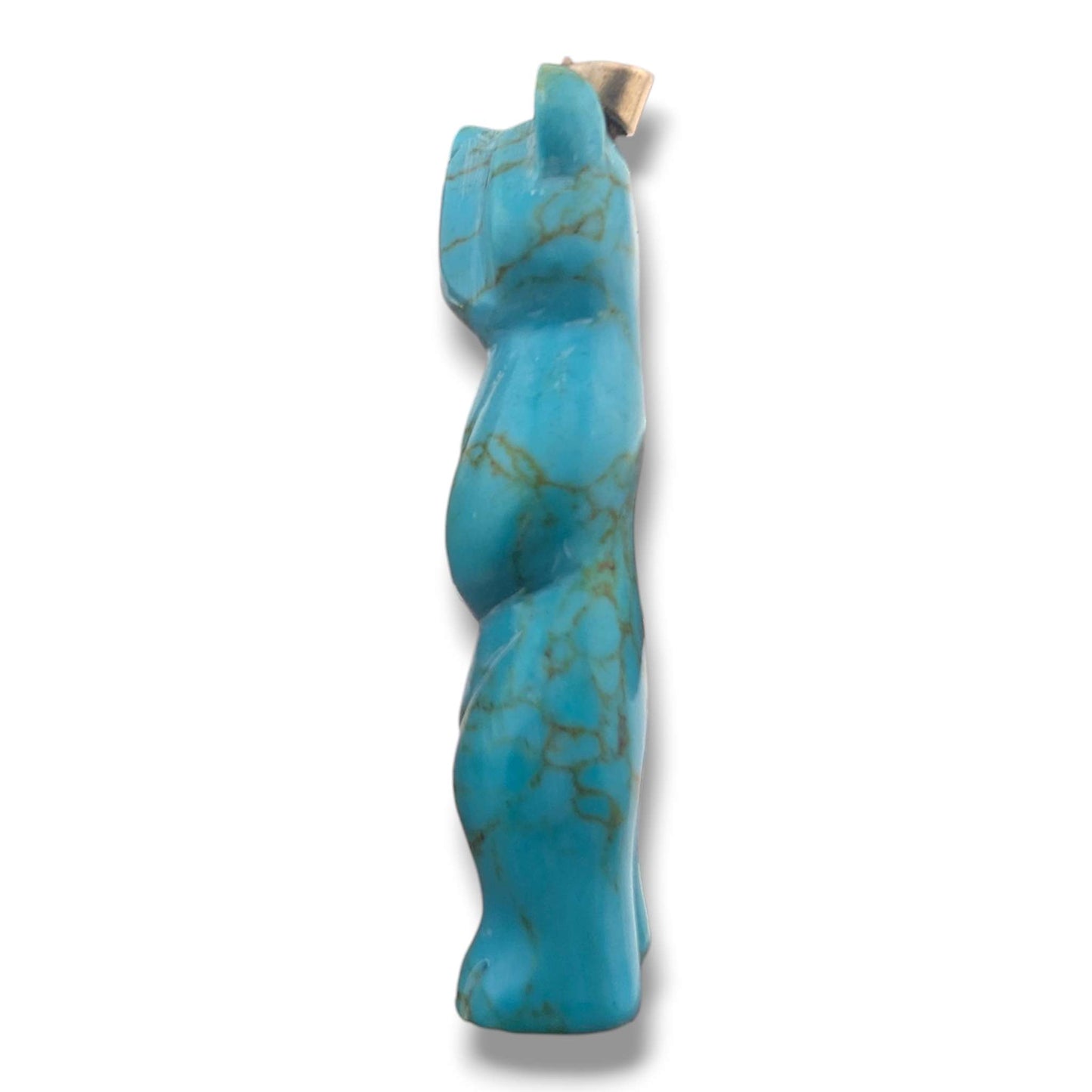 Handcrafted Block Turquoise Standing Bear Pendant