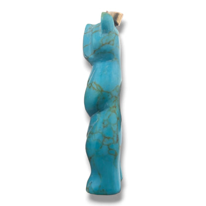 Handcrafted Block Turquoise Standing Bear Pendant