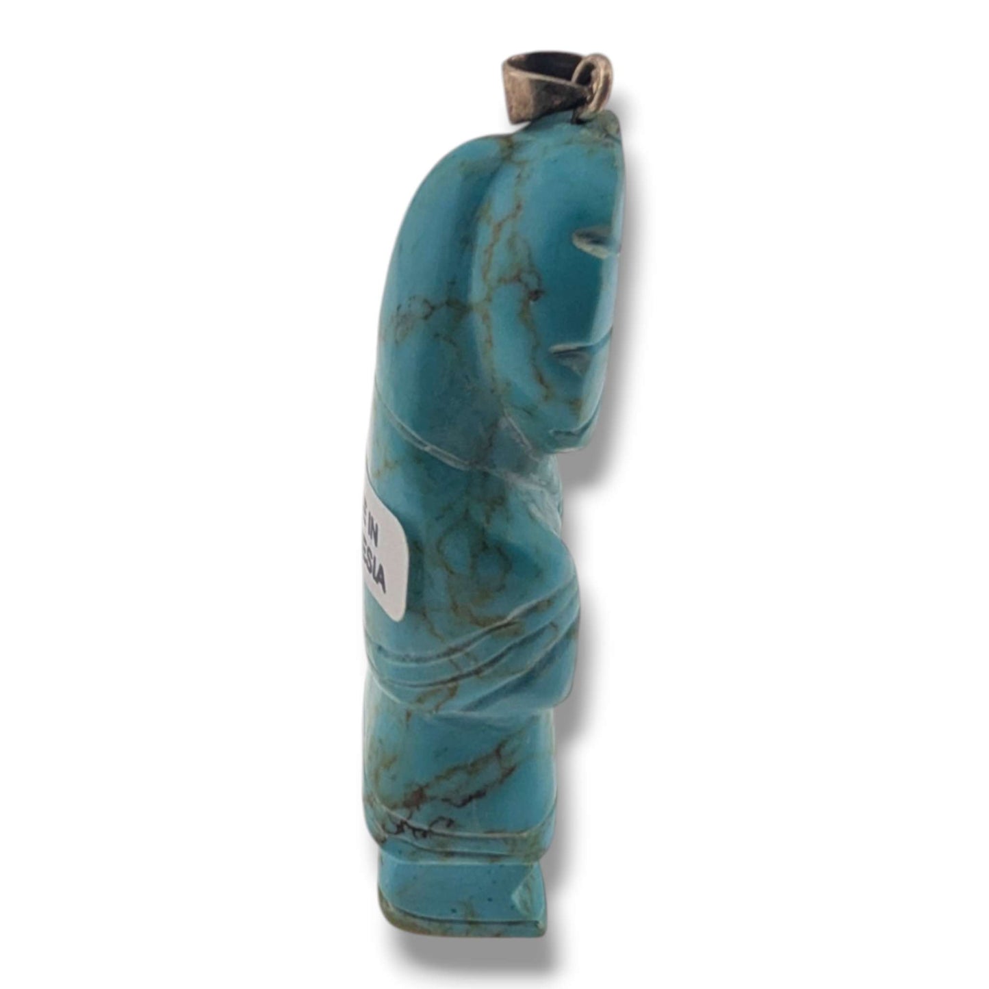 Handcrafted Block Turquoise Standing Sunface Pendant