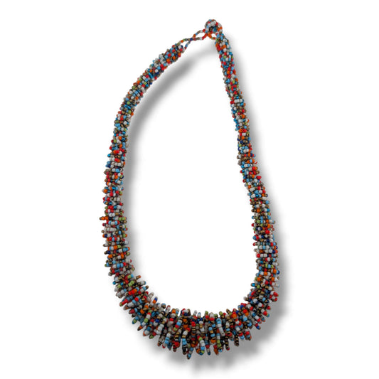 Handcrafted Indonesian Multi Strand Seed Bead Necklace