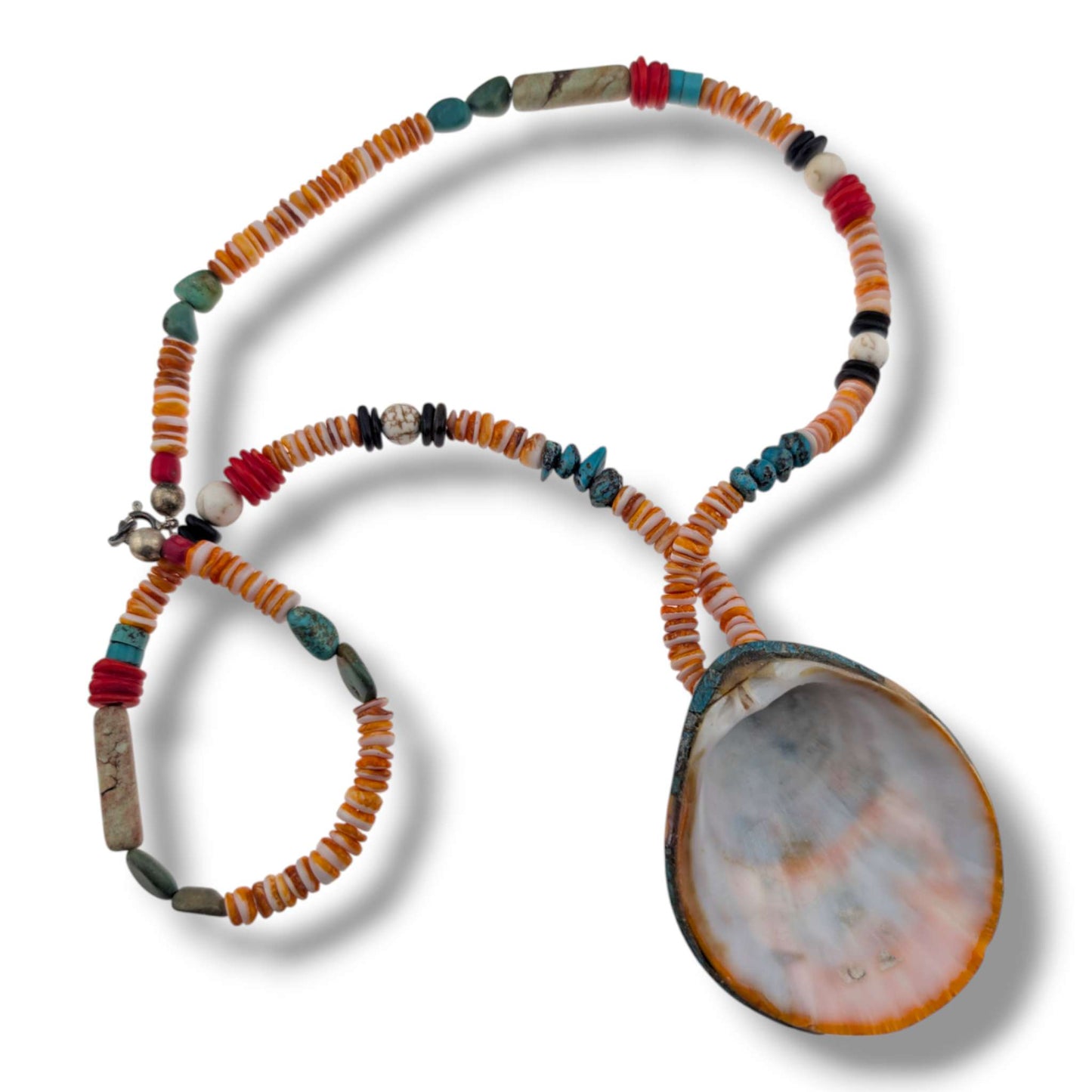 Handcrafted Shell Mosaic Inlay Running Horse Necklace