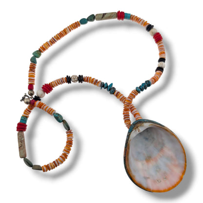 Handcrafted Shell Mosaic Inlay Running Horse Necklace
