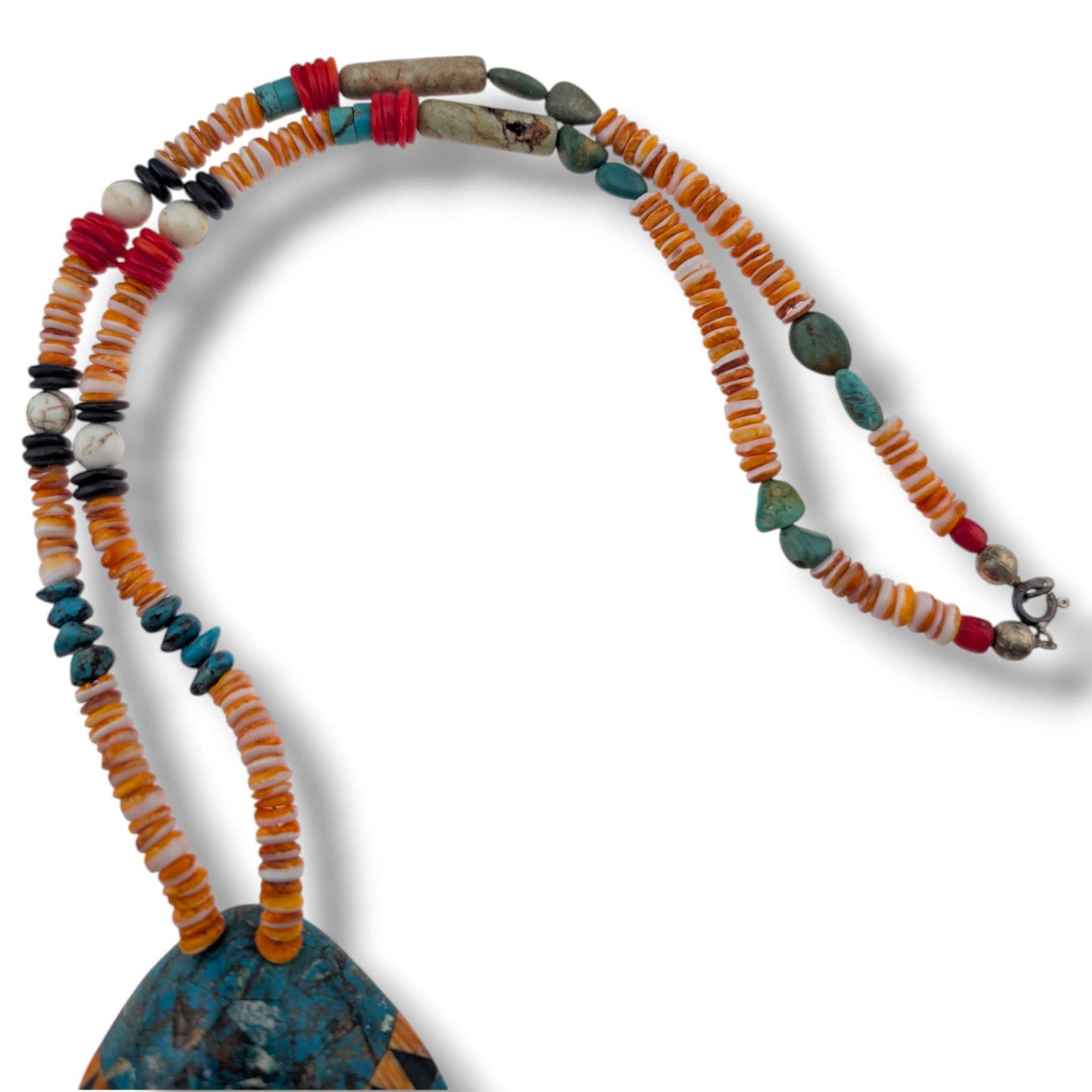 Handcrafted Shell Mosaic Inlay Running Horse Necklace