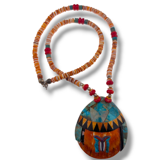 Handcrafted Shell Mosaic Inlay Butterfly Necklace