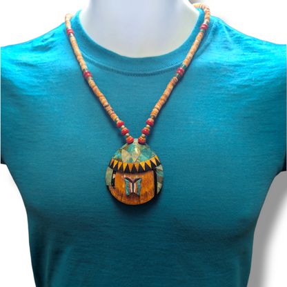 Handcrafted Shell Mosaic Inlay Butterfly Necklace