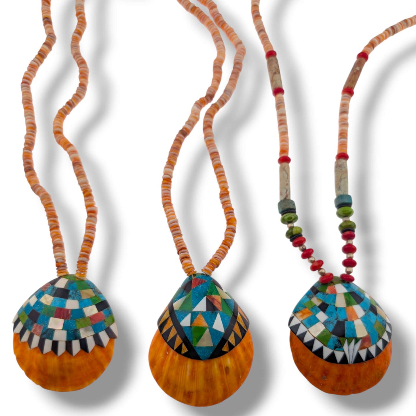 Handcrafted Indonesian Shell Mosaic Inlay Necklaces