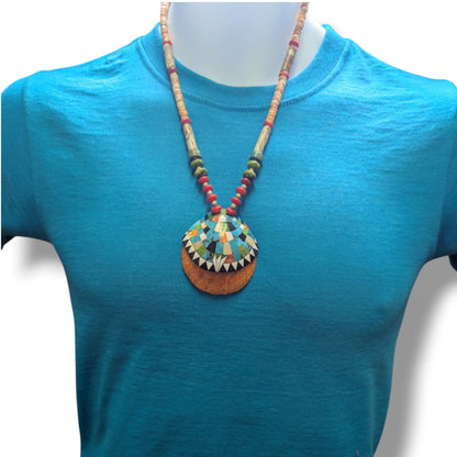 Handcrafted Indonesian Shell Mosaic Inlay Necklaces