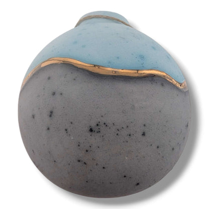 Pottery Butterfly Ornament, Purple and Gold, Handcrafted by Luna