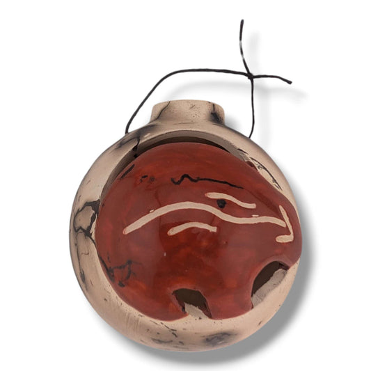 Horse Hair Pottery Bear Ornament, Dark Markings, Handcrafted by Luna