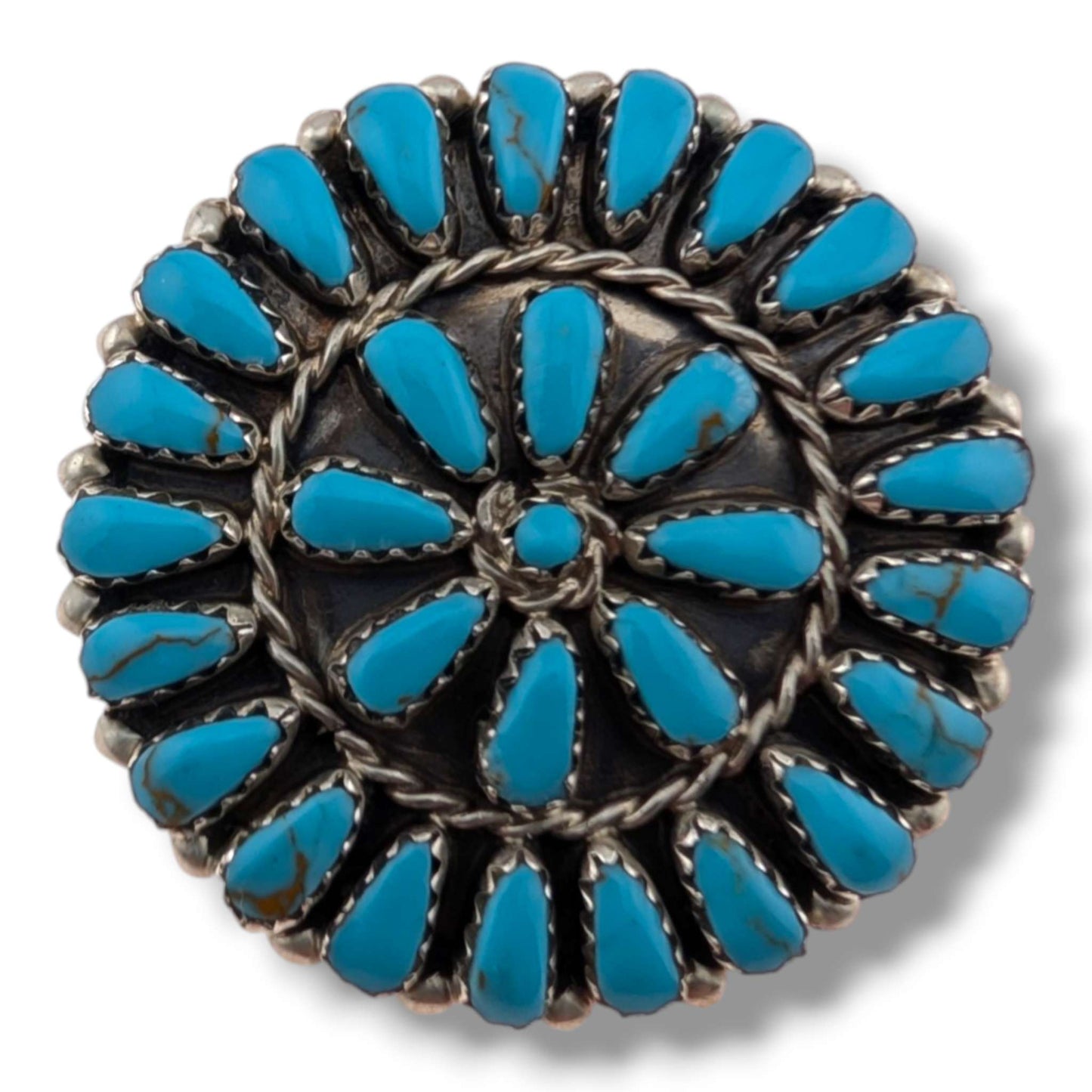 Navajo Turquoise Cluster Sterling Silver Earrings by Mathilda Benally