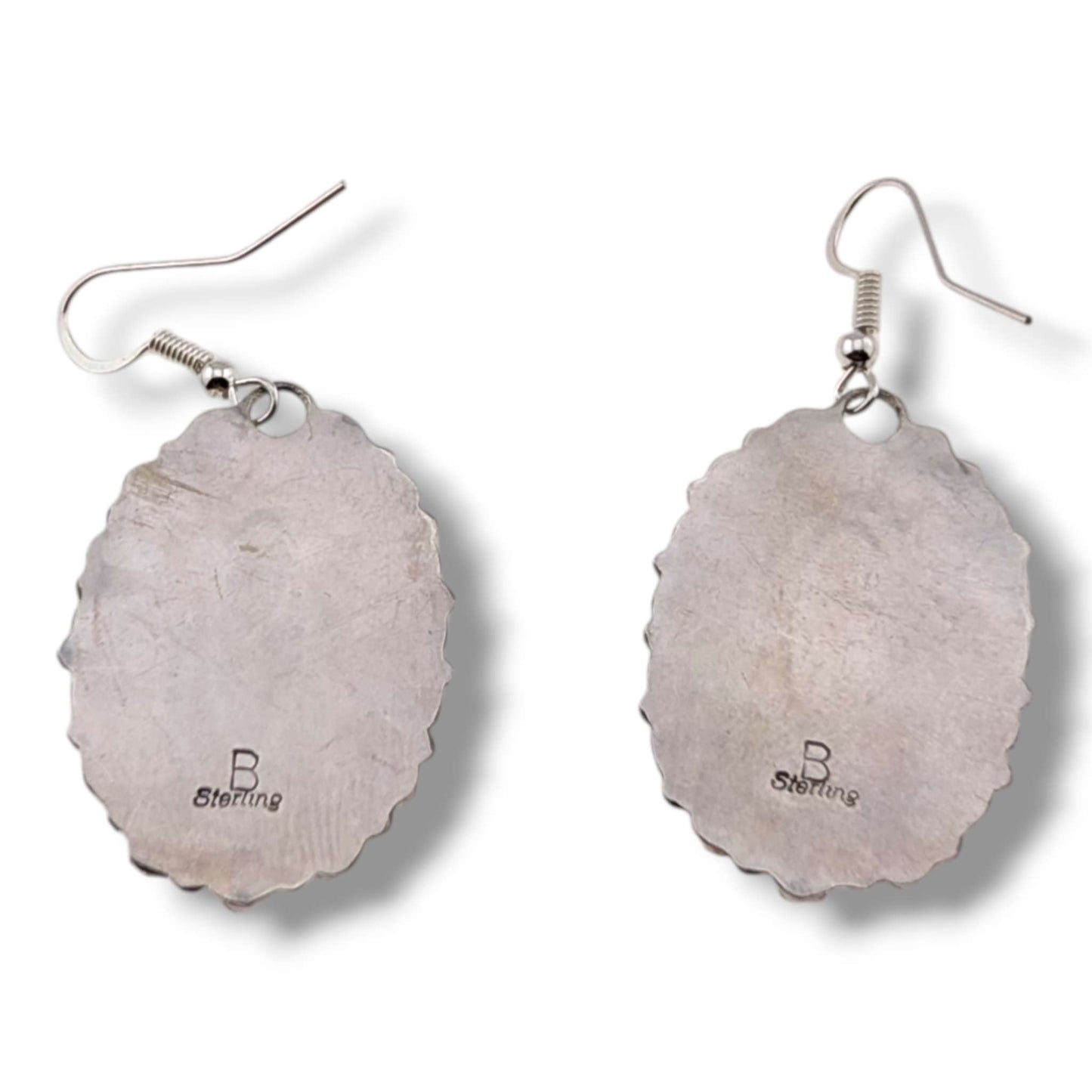 Navajo Turquoise Cluster Sterling Silver Earrings by Davina Benally