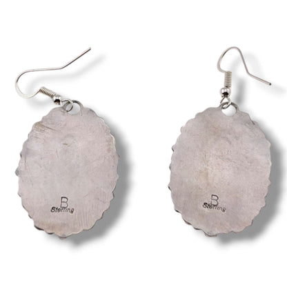 Navajo Turquoise Cluster Sterling Silver Earrings by Davina Benally
