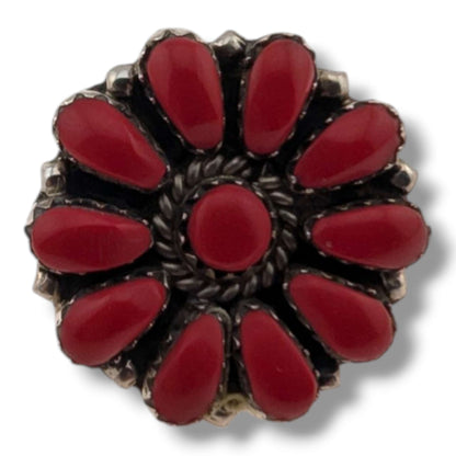 Navajo Red Coral Cluster Post Earrings by Lena Watts