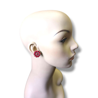 Navajo Red Coral Cluster Post Earrings by Lena Watts