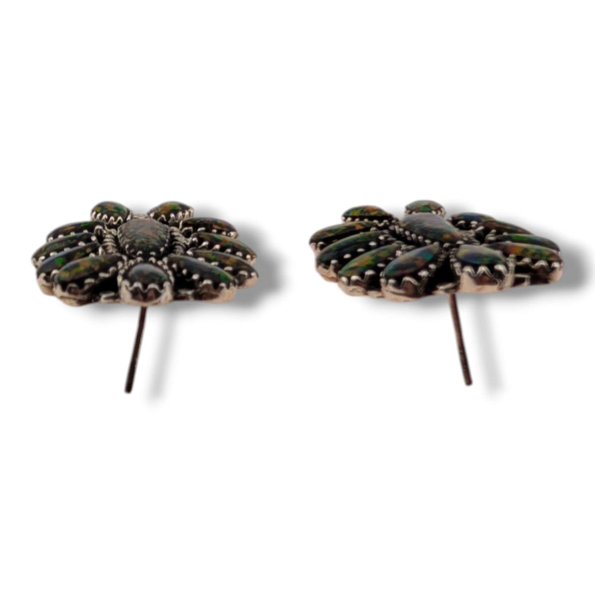 Sterling Silver Fire Opal Cluster Earrings