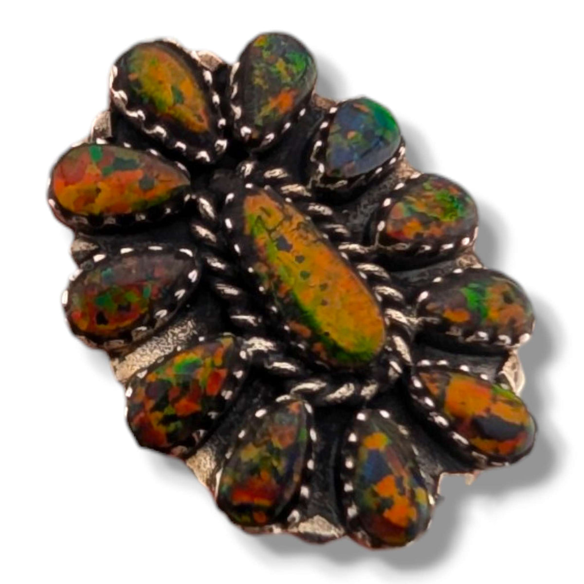 Sterling Silver Fire Opal Cluster Earrings