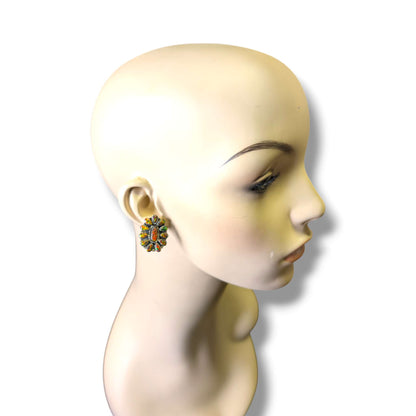 Sterling Silver Fire Opal Cluster Earrings