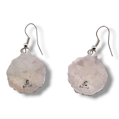 Navajo White Buffalo Cluster Sterling Silver Earrings by Jerome Begay