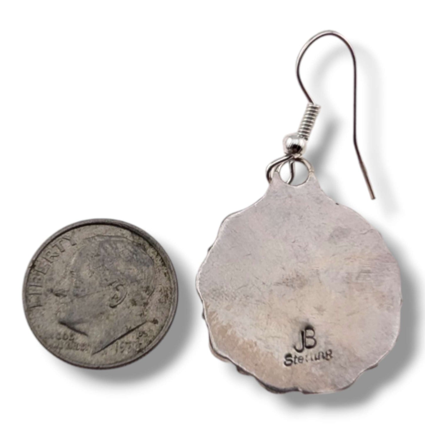 Navajo White Buffalo Cluster Sterling Silver Earrings by Jerome Begay