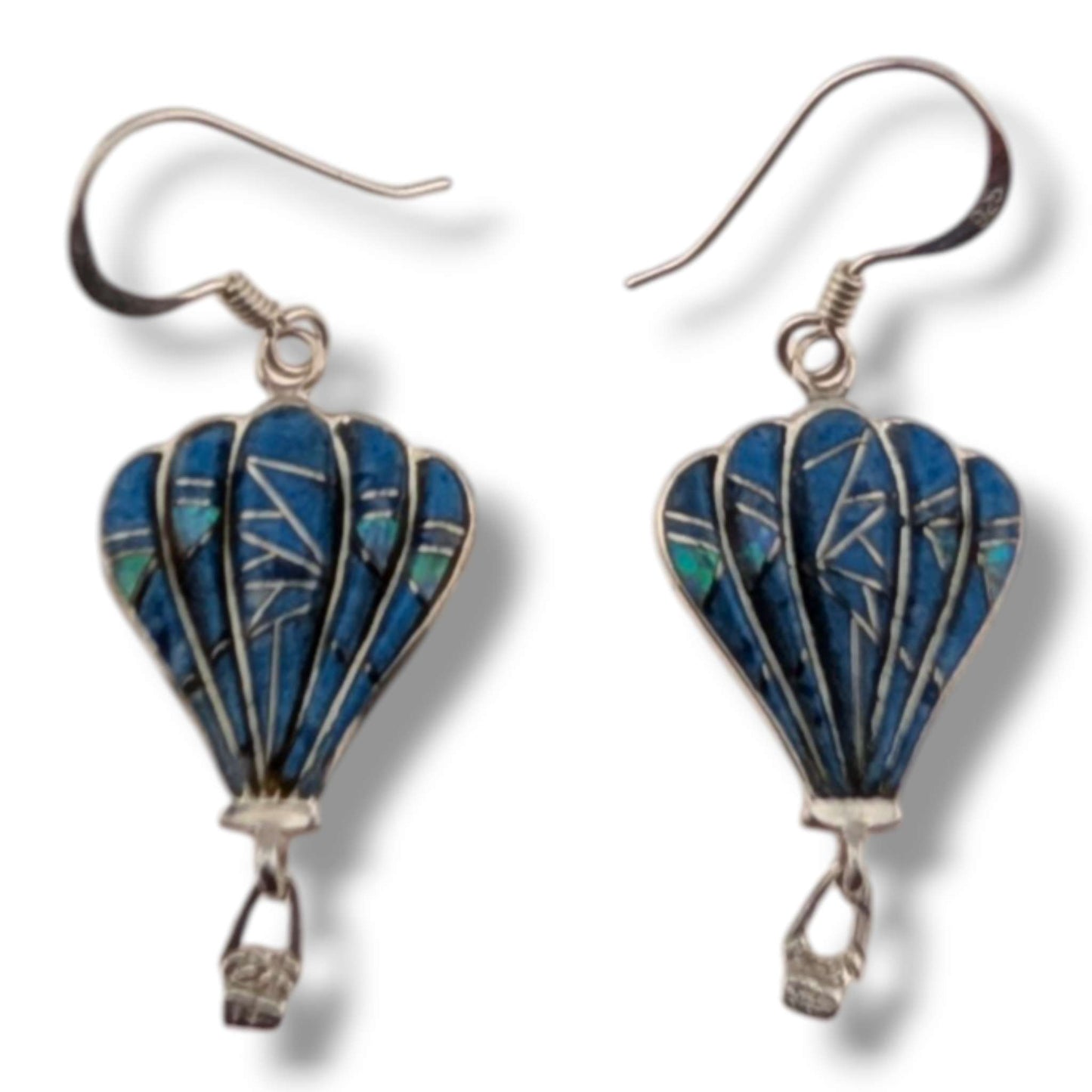Sterling Silver Inlay Hot Air Balloon Earrings with Opal Accents