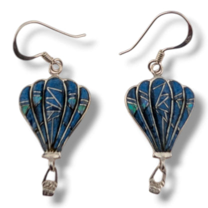 Sterling Silver Inlay Hot Air Balloon Earrings with Opal Accents