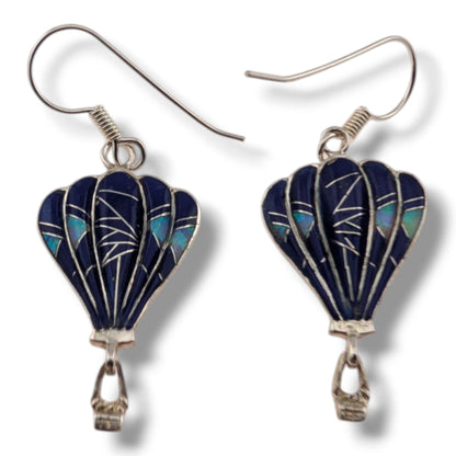 Sterling Silver Inlay Hot Air Balloon Earrings with Opal Accents