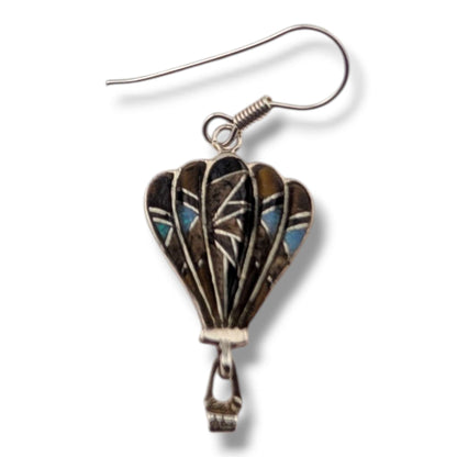 Sterling Silver Inlay Hot Air Balloon Earrings with Opal Accents
