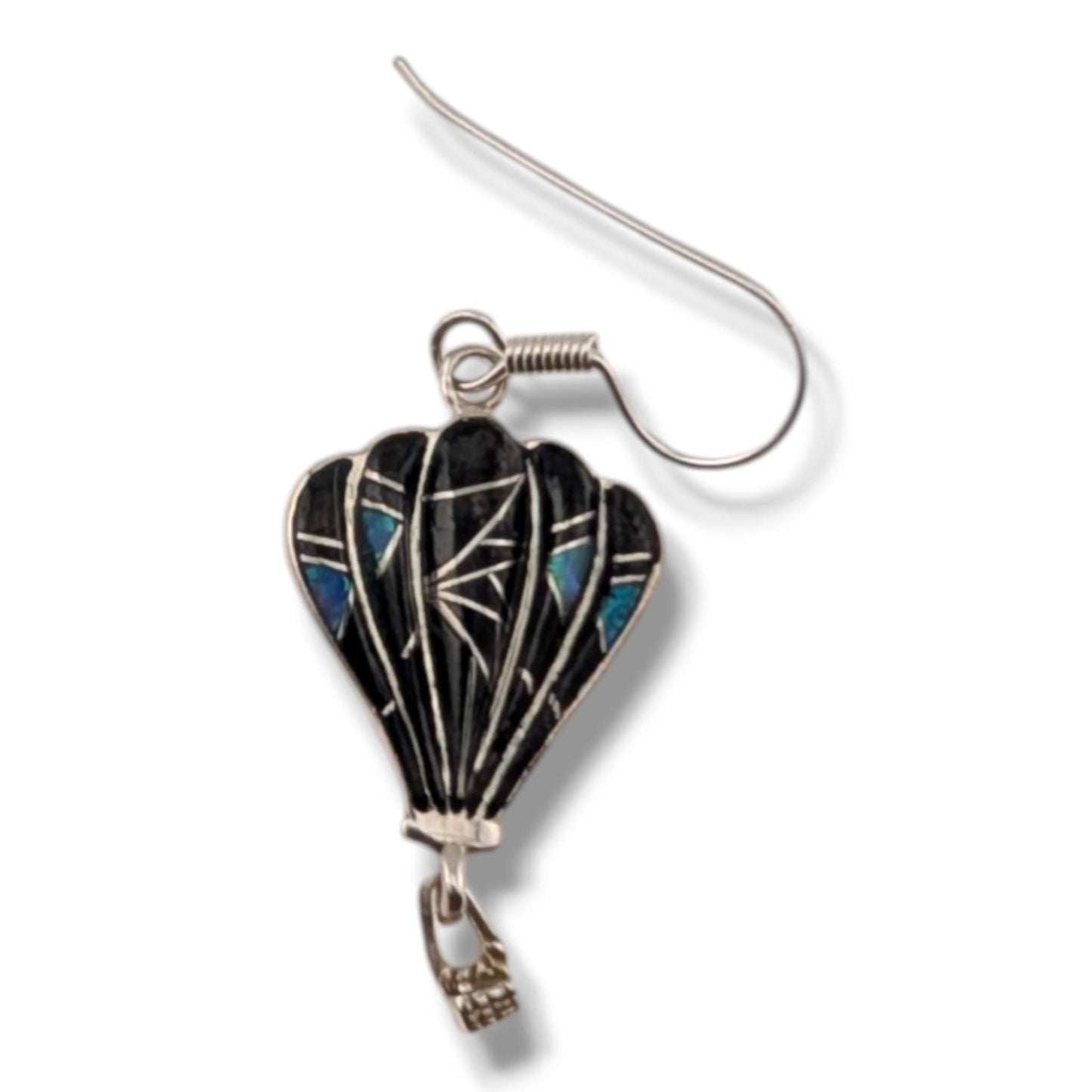 Sterling Silver Inlay Hot Air Balloon Earrings with Opal Accents