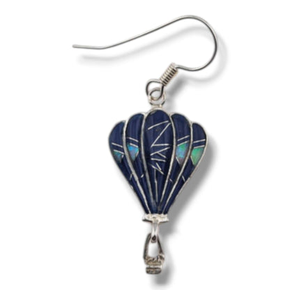 Sterling Silver Inlay Hot Air Balloon Earrings with Opal Accents