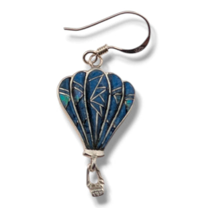 Sterling Silver Inlay Hot Air Balloon Earrings with Opal Accents