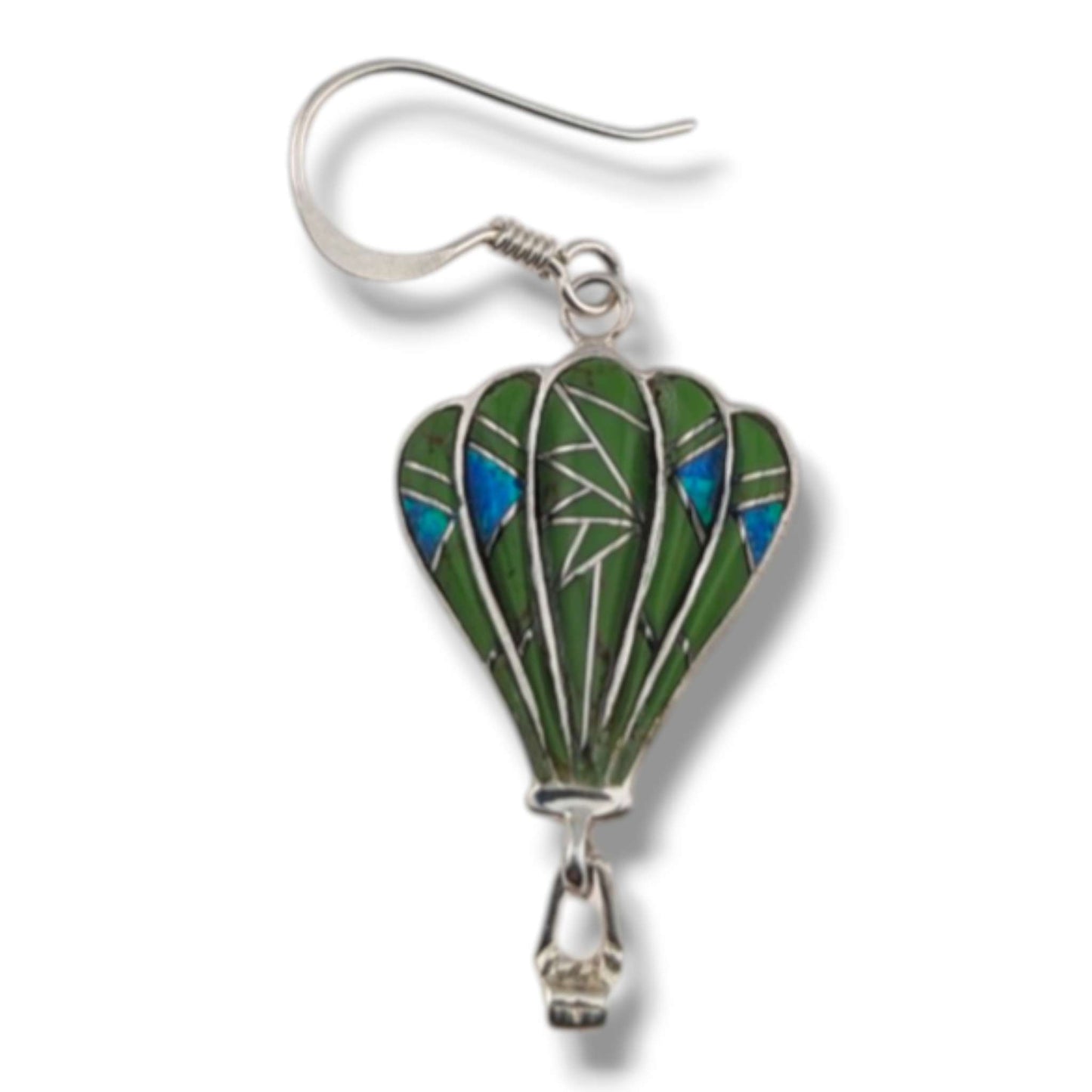 Sterling Silver Inlay Hot Air Balloon Earrings with Opal Accents