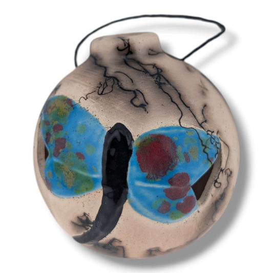 Horse Hair Pottery Blue Dragonfly Ornament, Handcrafted by Luna