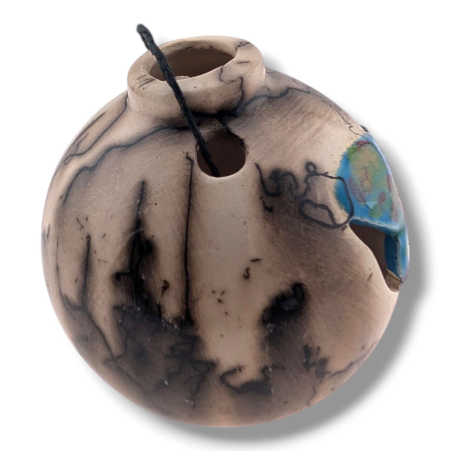 Horse Hair Pottery Blue Dragonfly Ornament, Handcrafted by Luna