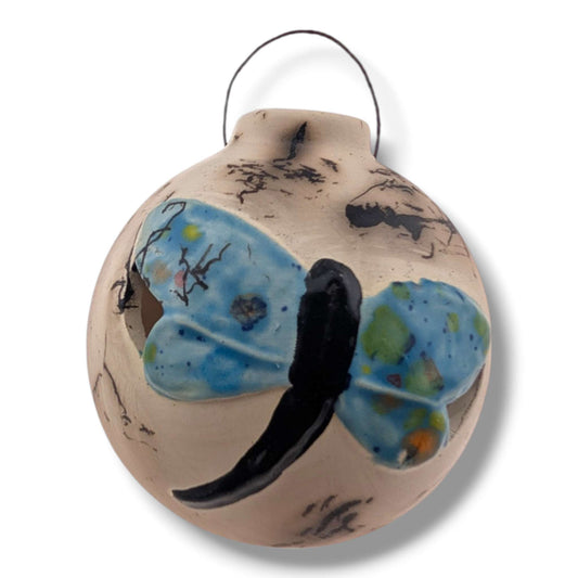Horse Hair Pottery Light Blue Dragonfly Ornament, Handcrafted by Luna