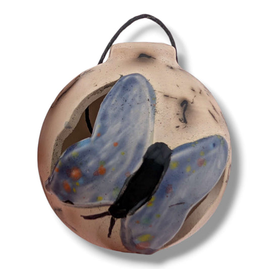 Horse Hair Pottery Descending Butterfly Ornament, Handcrafted by Luna