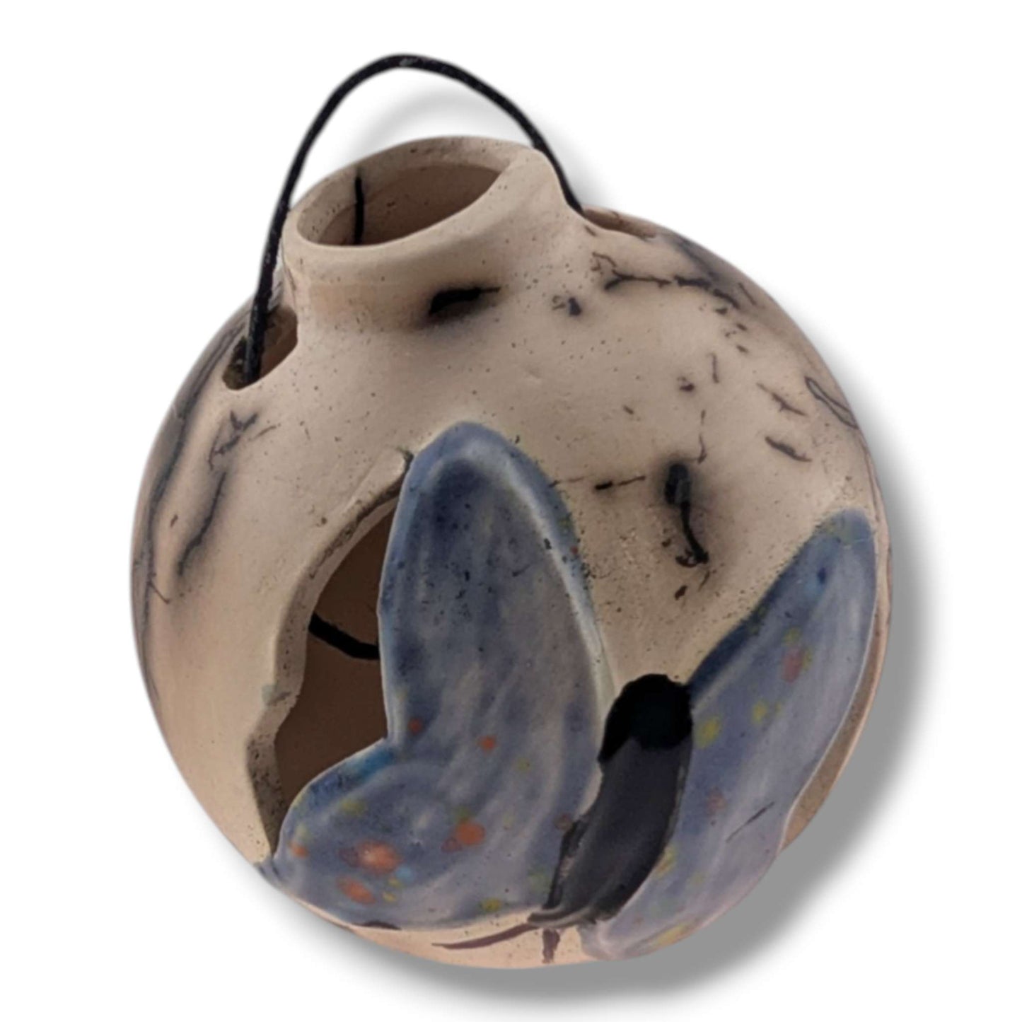 Horse Hair Pottery Descending Butterfly Ornament, Handcrafted by Luna