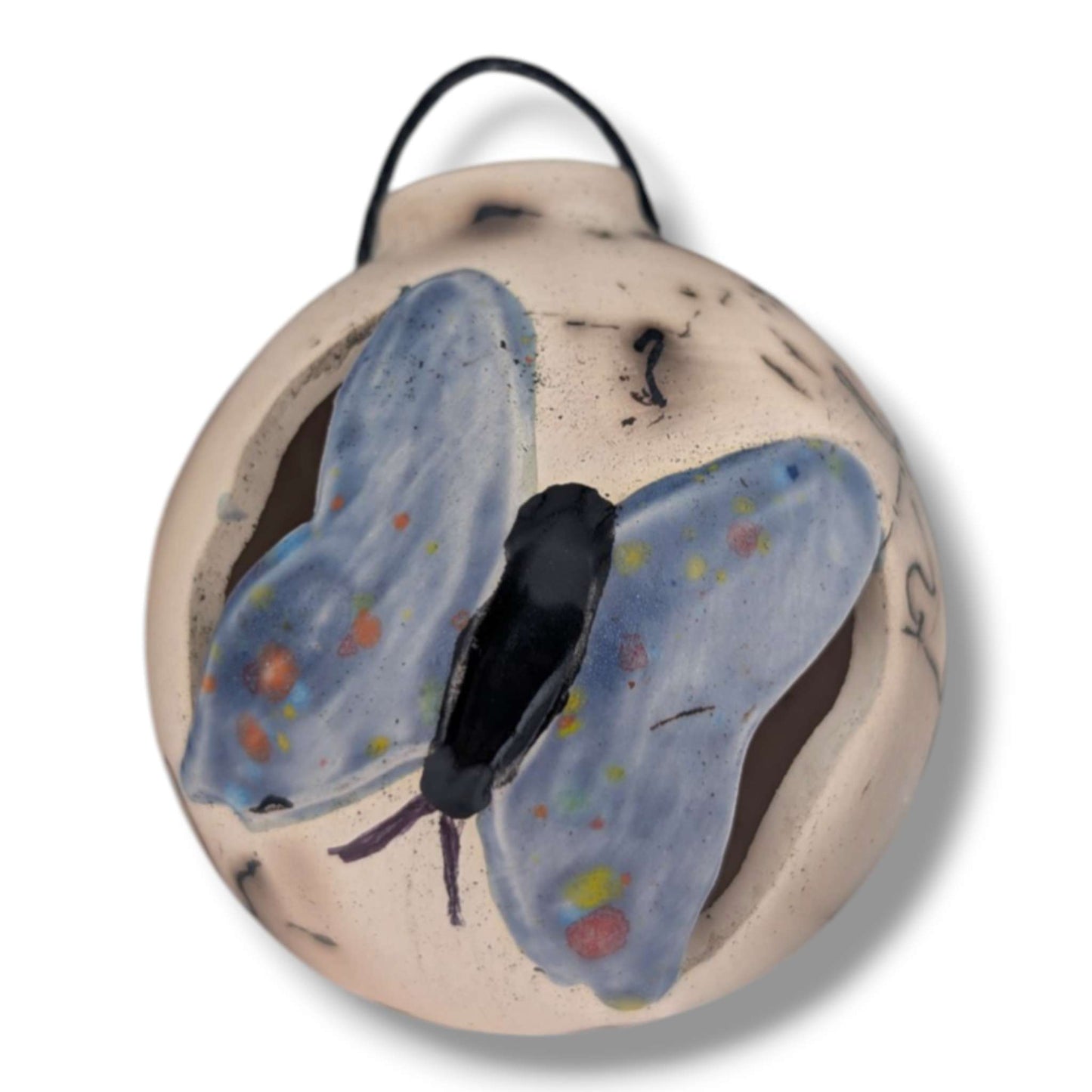 Horse Hair Pottery Descending Butterfly Ornament, Handcrafted by Luna