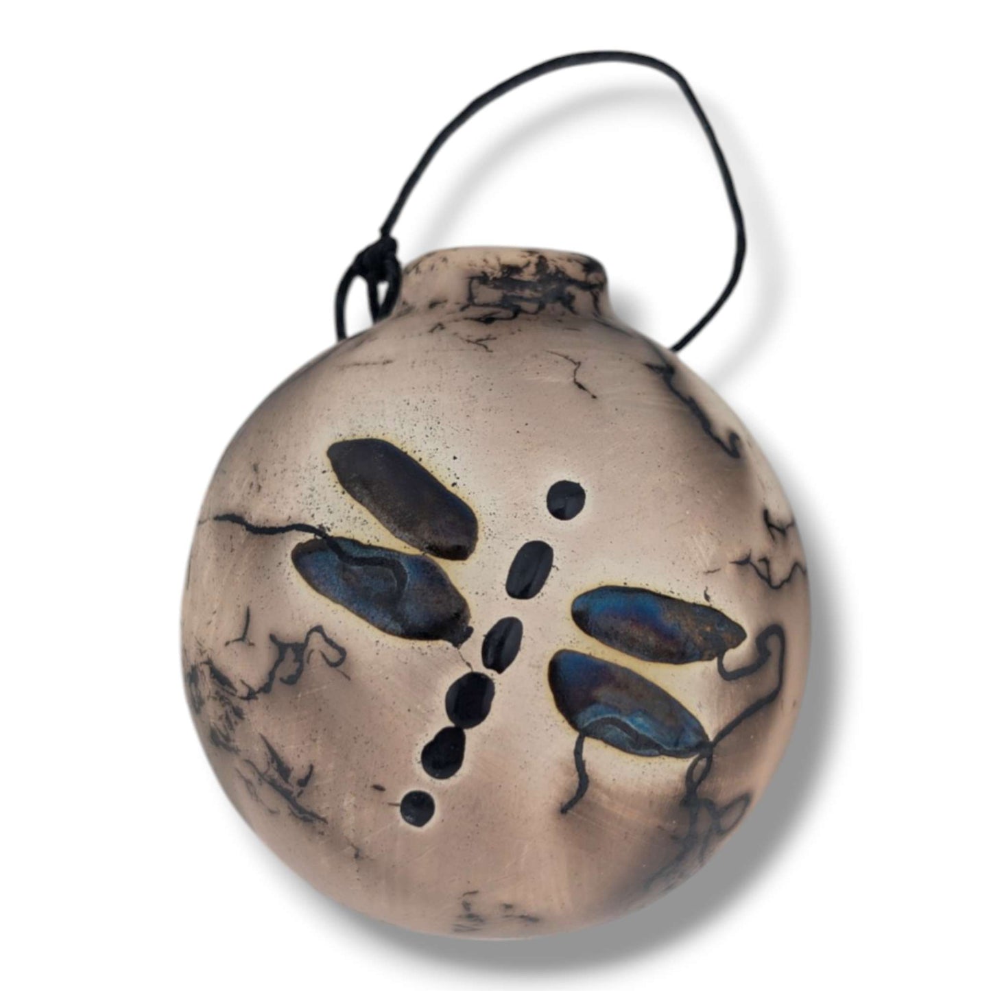 Horse Hair Pottery Minimalist Cutout Dragonfly Ornament, Handcrafted by Luna