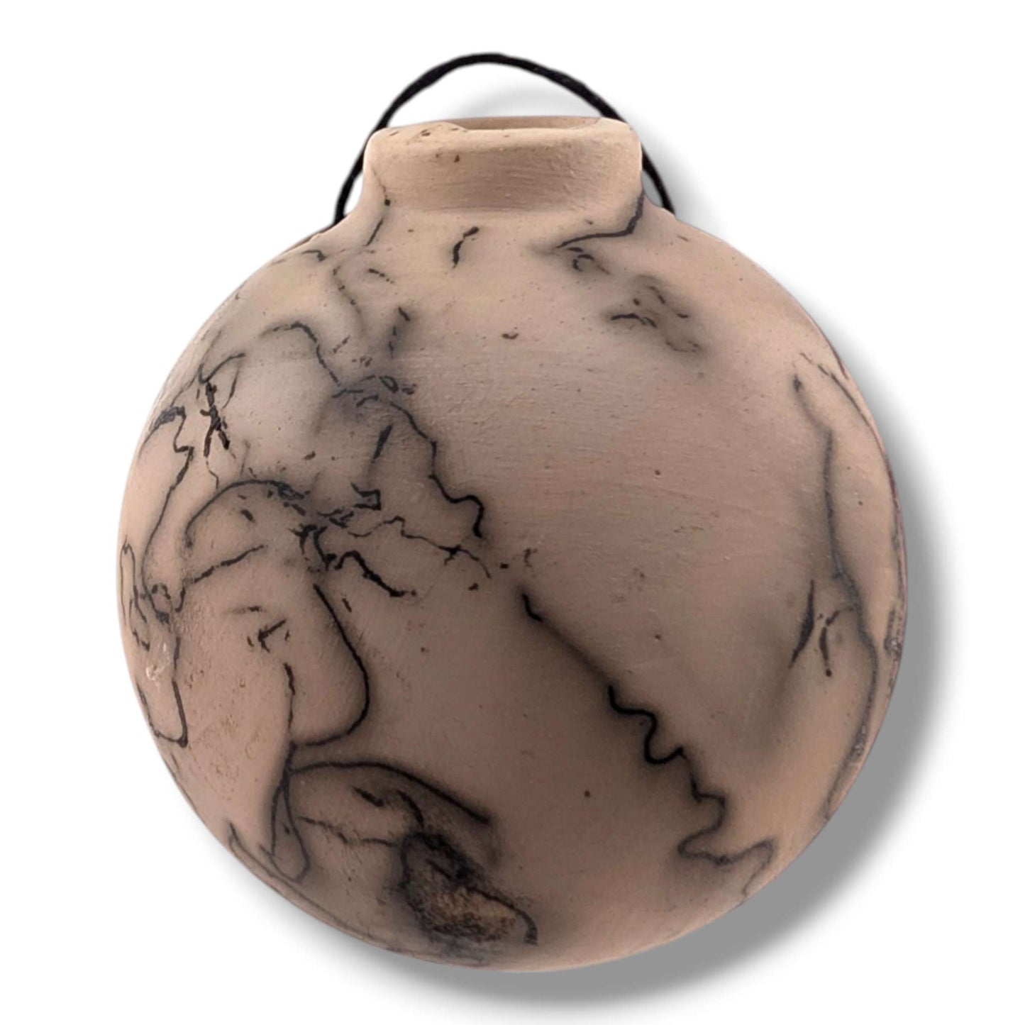 Horse Hair Pottery Adobe Sunset Pueblo Ornament, Handcrafted by Luna