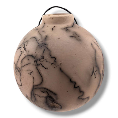 Horse Hair Pottery Adobe Sunset Pueblo Ornament, Handcrafted by Luna