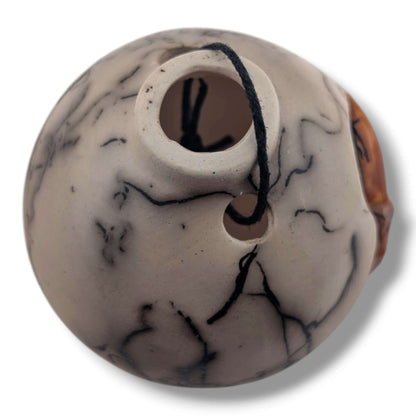 Horse Hair Pottery Adobe Sunset Pueblo Ornament, Handcrafted by Luna