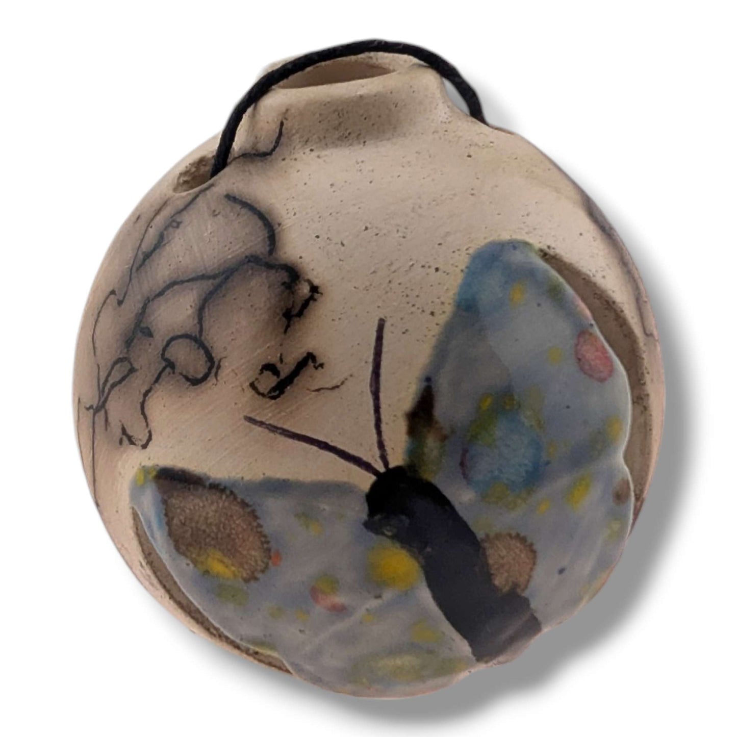 Horse Hair Pottery Sky Butterfly Ornament, Handcrafted by Luna