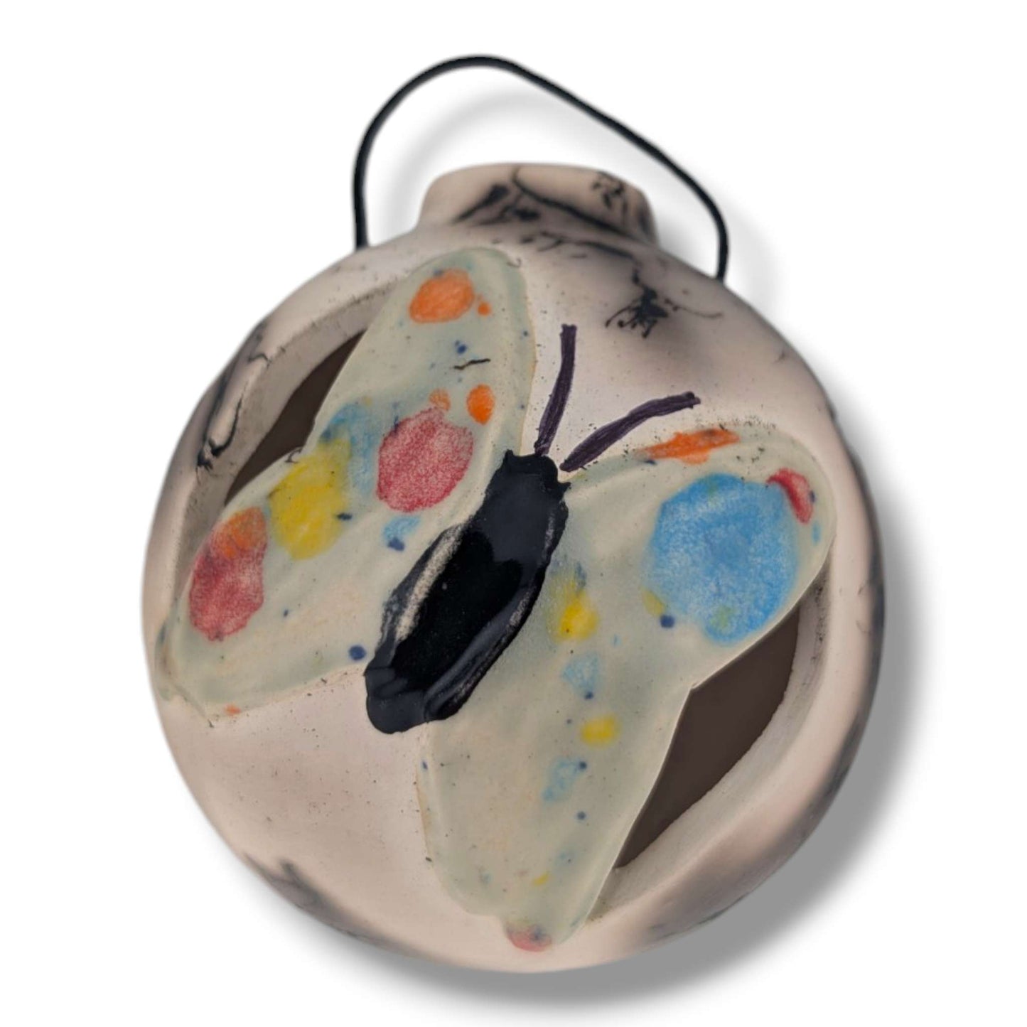 Horse Hair Pottery Summer Garden Butterfly Ornament, Handcrafted by Luna