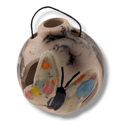Horse Hair Pottery Summer Garden Butterfly Ornament, Handcrafted by Luna