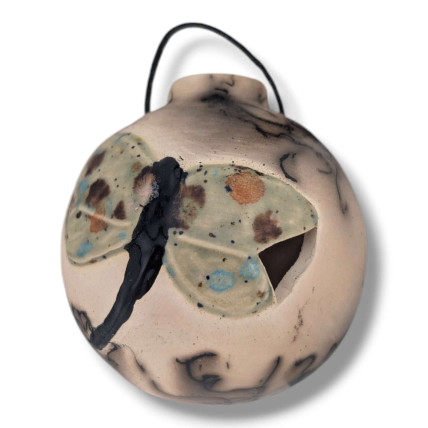 Horse Hair Pottery Light Green Dragonfly Ornament, Handcrafted by Luna