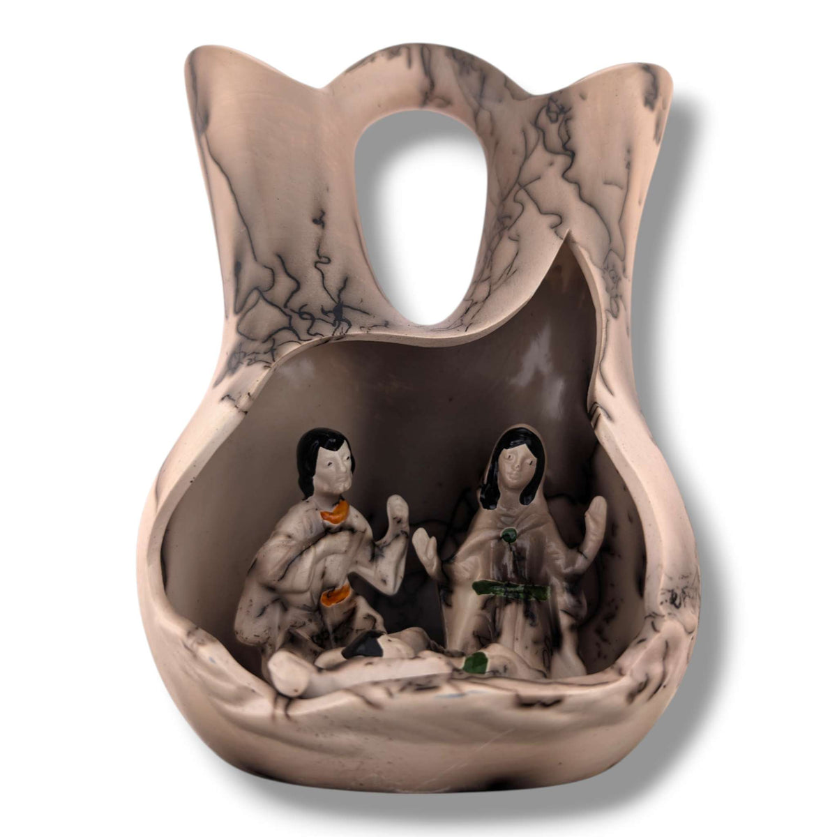 Horsehair Pottery Nativity Wedding Vase