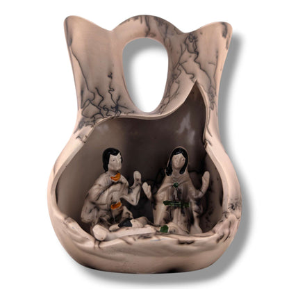 Horsehair Pottery Nativity Wedding Vase